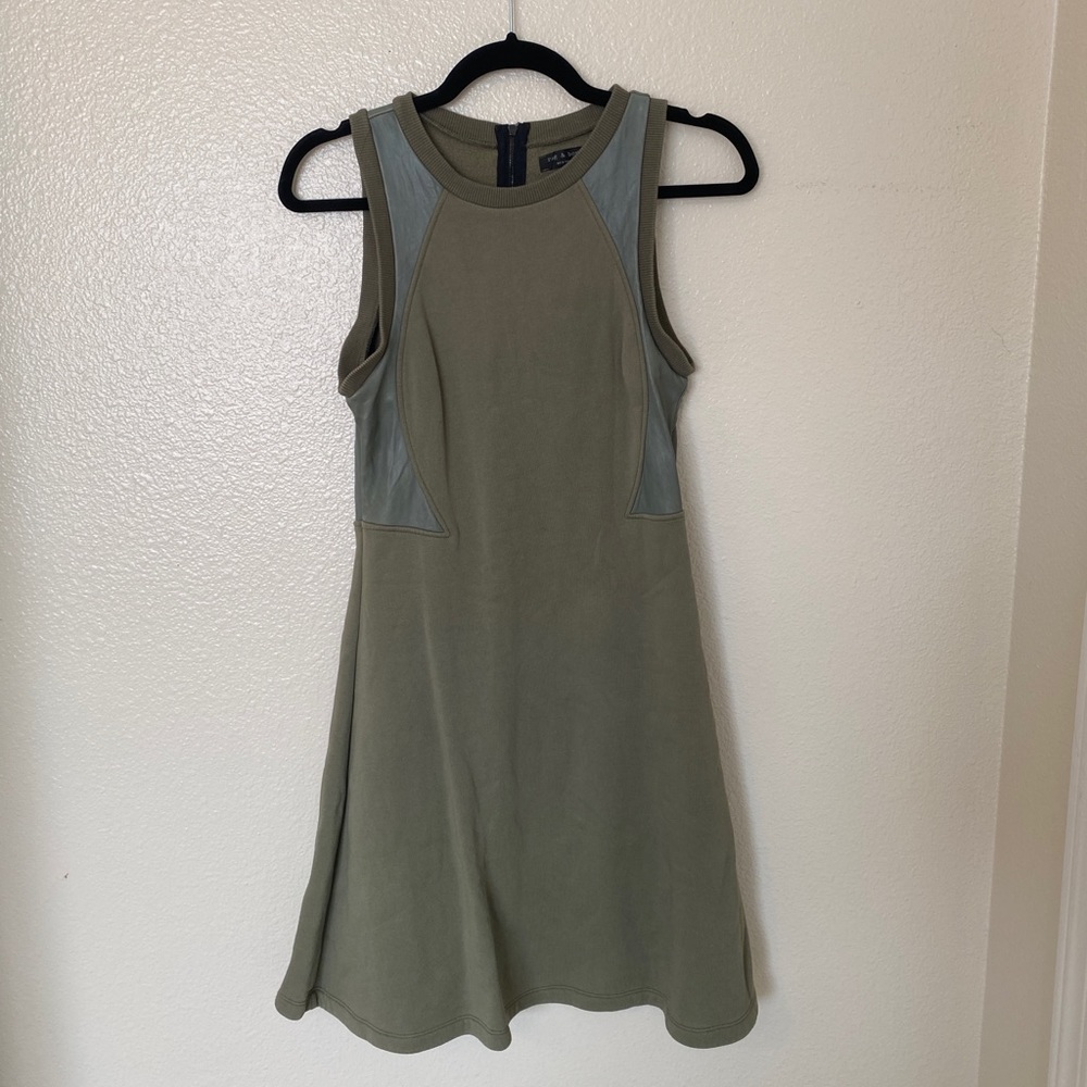 rag & bone 💌Free Shipping Sleeveless Dress with Leather Detail Green Size S